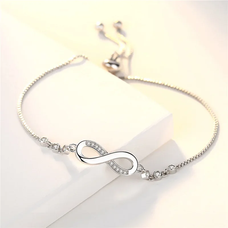 Fine 925 Sterling Silver Crystal Bracelets For Women Fashion Vintage Knot Adjustable Charm Bracelets Party Wedding Jewelry Gifts