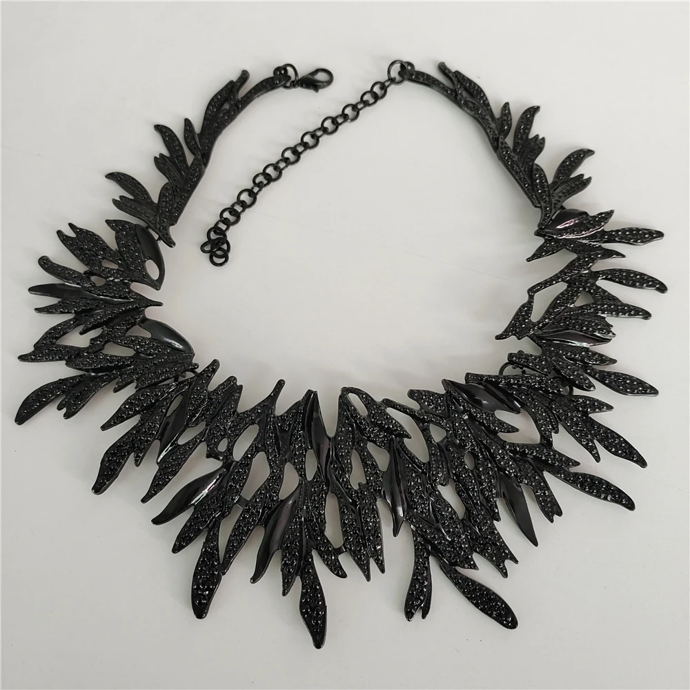 Indian Statement Vintage Black Metal Choker Necklace Earrings Jewelry Sets Women Ethnic Retro Punk Large Collar Necklace Woman
