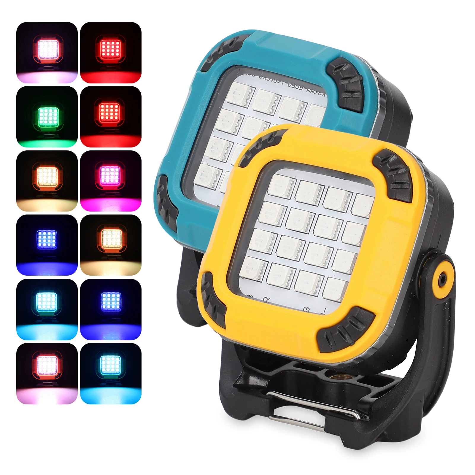 

Магнитный рабочий фонарь COB, перезаряжаемый через USB светодиодный фонарь для кемпинга — 8 цветовых режимов, 360 ° Поворотный, складной и портативный для улицы, C