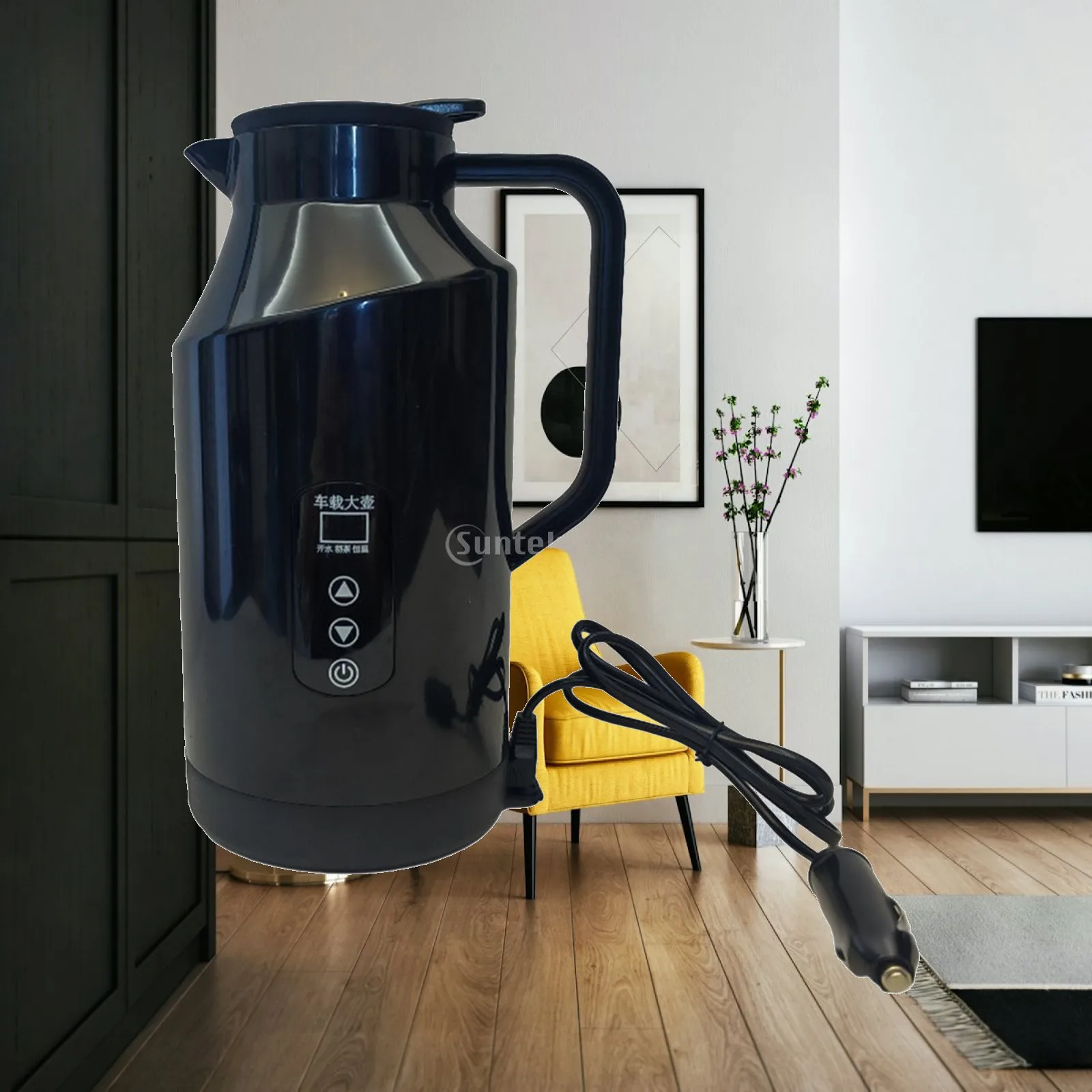 Car Heating Drinking Cup Travel Kettle 1400ml Height 26.5cm Stainless Steel for Heating Coffee Milk Tea Sturdy Multifunctional