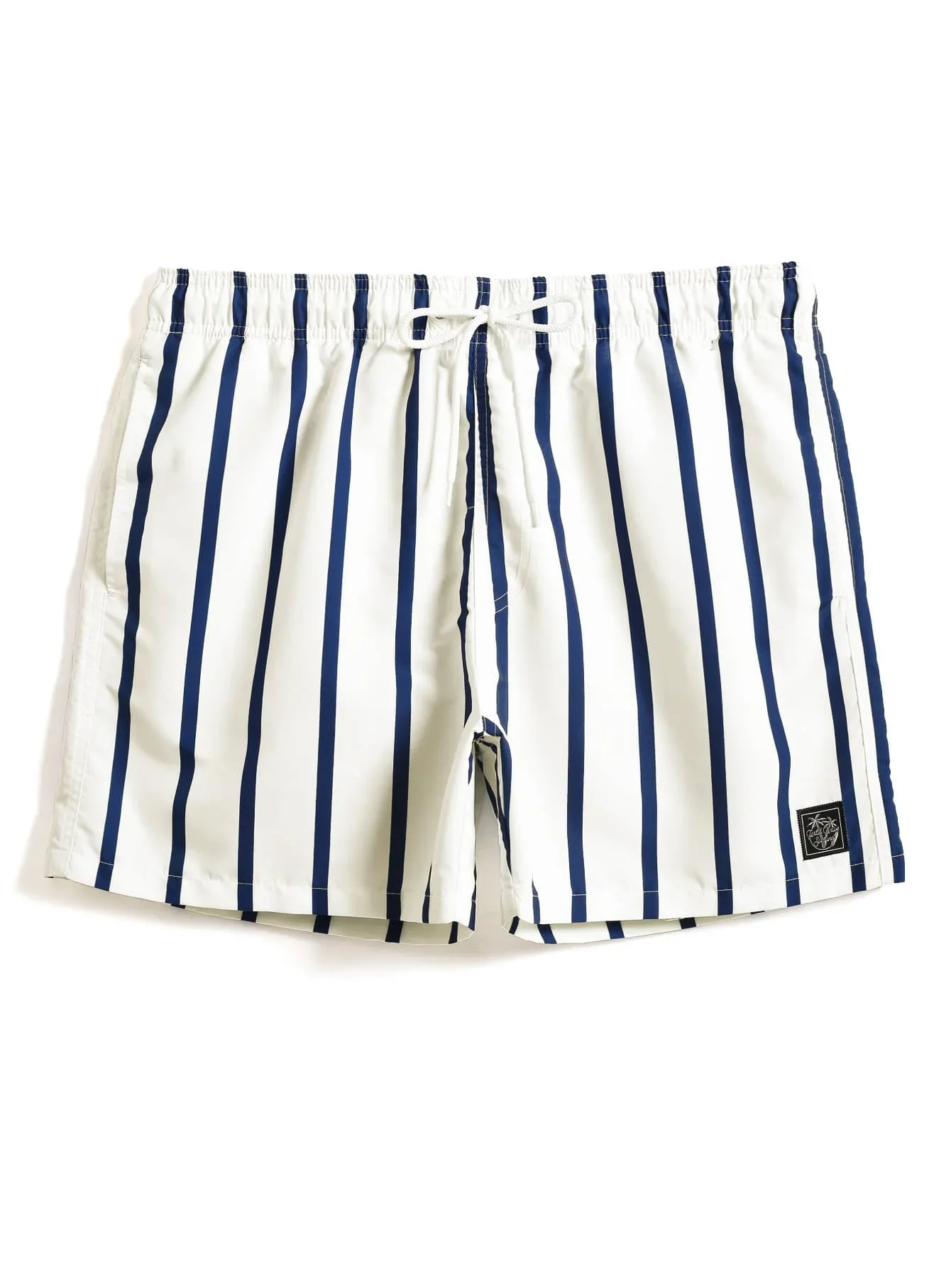 Mens Striped Swim Trunks Drawstring Waist Security Pocket Lightweight 4-Way Stretch Beach Shorts