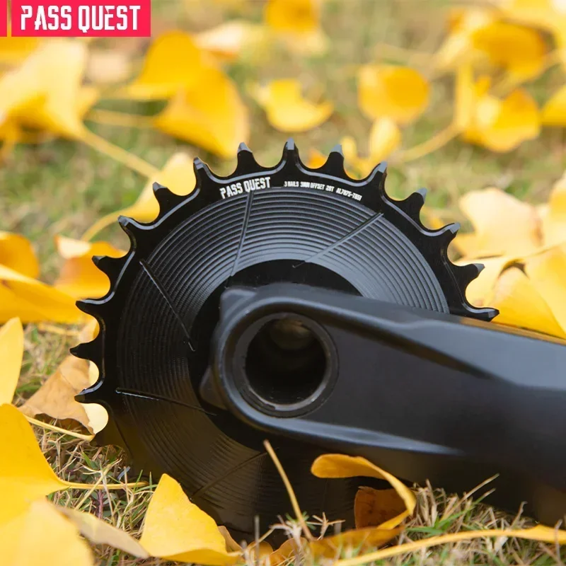 

PASS QUEST-3mm Offset AERO Round Narrow Wide Chainring for Direct Mount Crank Gravel Bike Mountain Bike 28-38T