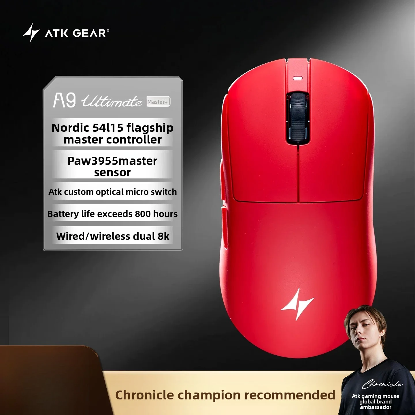 NEW ATK A9 MINI/AIR 2モード A9 Air Plus PAW3955 ゲーミングマウス