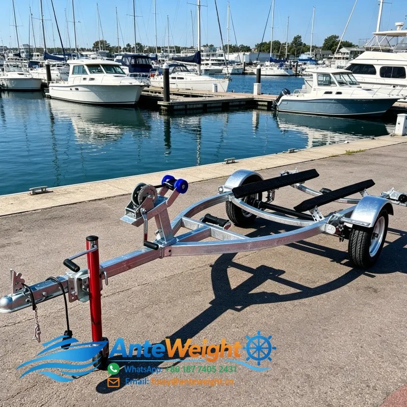 Customizable Galvanized Boat Trailer Single Axle with Keel Rollers 3.9M 200KGS Payload for Jet Ski and Fishing Boat