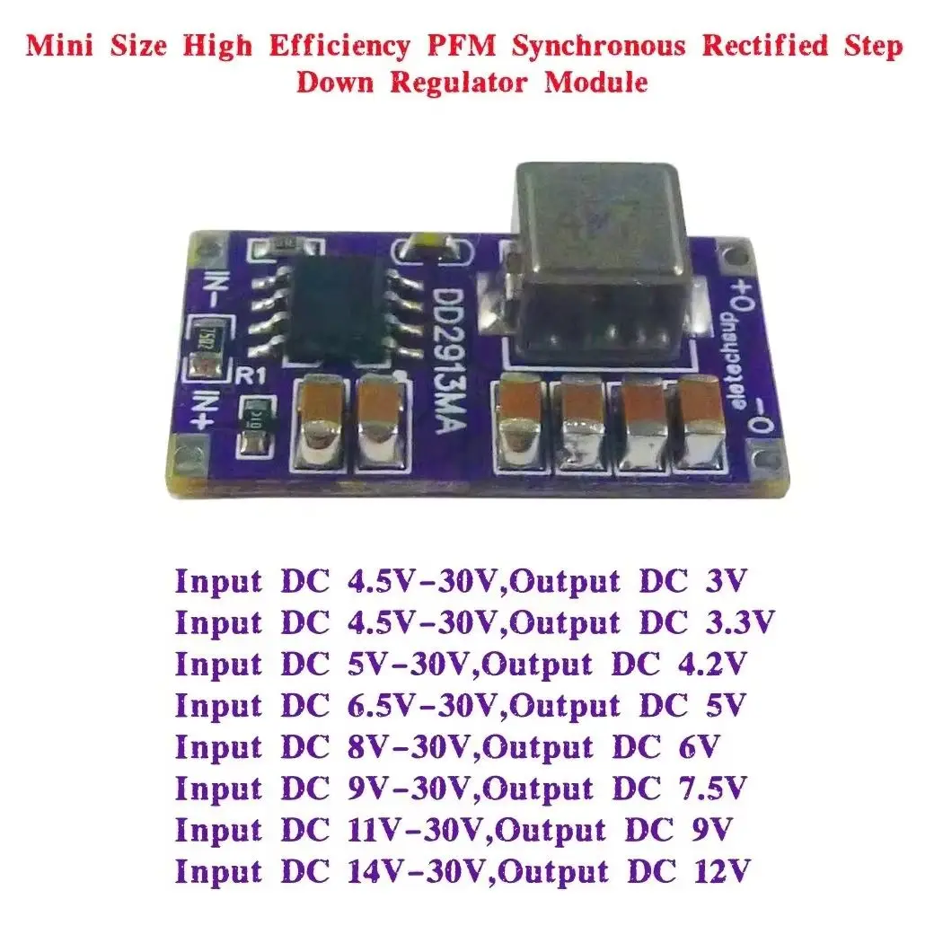 

OVP OCP OTP SCP DC-DC Buck Converter 4.5V-30V to 3V 3.3V 4.2V 5V 6V 7.5V 9V 12V 3A Synchronous Step-Down Regulator