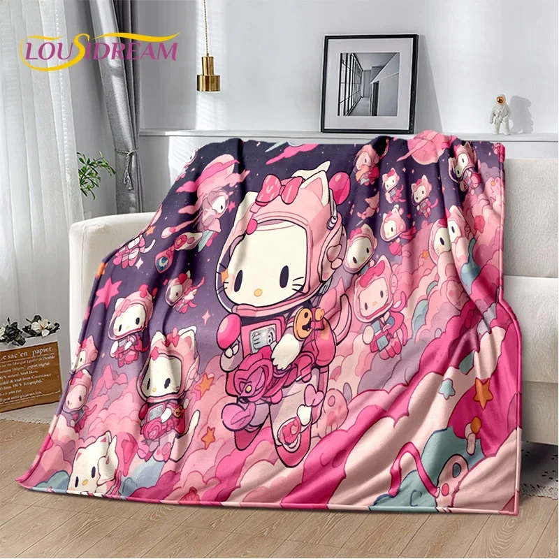 귀여운 헬로 키티 만화 산리오 고양이 담요, 플란넬 소프트 스로우 담요, 가정 침실 침대 소파 피크닉 사무실 어린이 선물 소녀, 3D