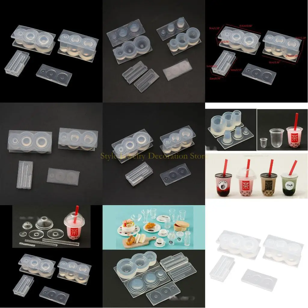 

D46E Handmade Mini Milk Tea Cup Bottle Pendant UV Resin Casting Mold Craft