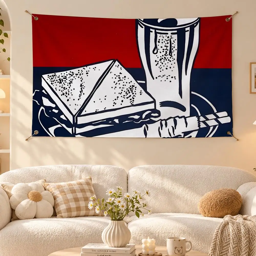 Original Artist Roy Lichtenstein Flags Wall Hanging Flag Banner Living Room Bedroom Home Decor HD Fabric Aesthetic