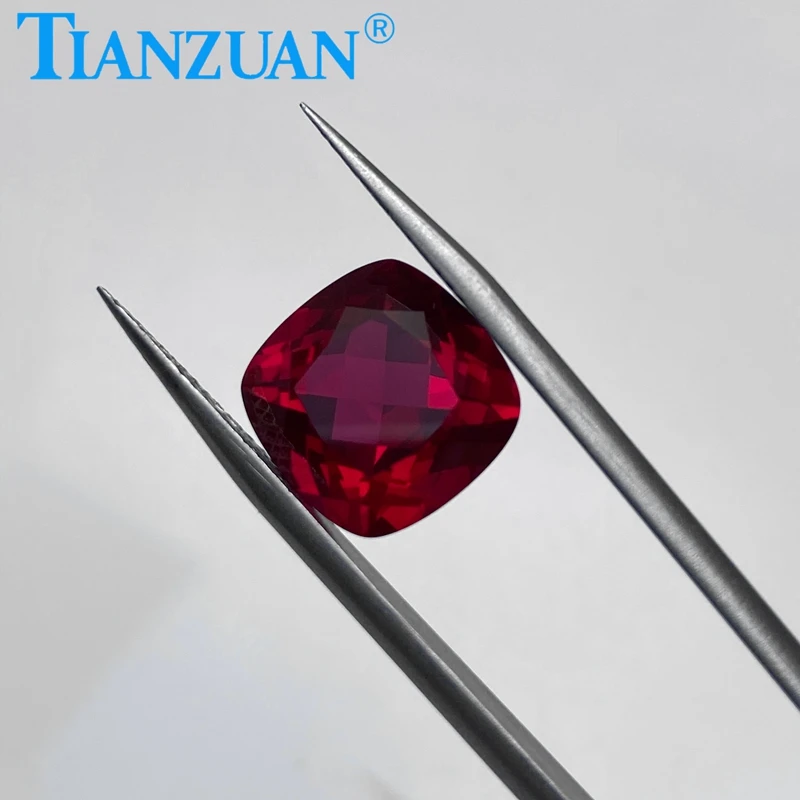 4-15mm Synthetic Ruby Corundum Stone 5# Red Color Cushion Shape Natural cut Beads Loose Stone For Jewelry Making DIY Material