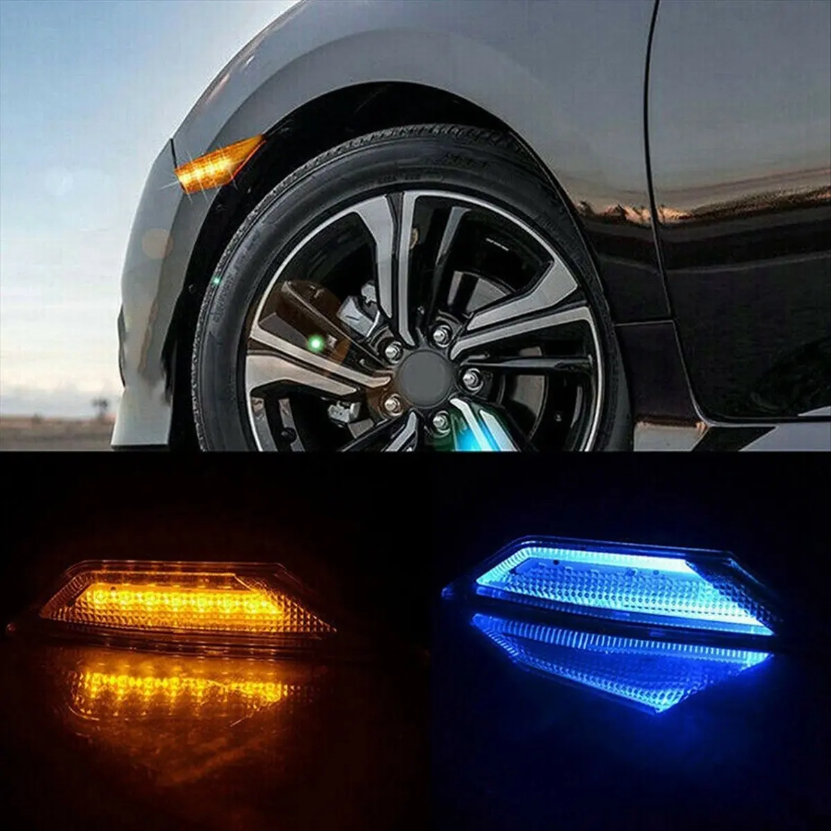 جديد أصفر + أزرق بدوره أضواء الإشارة درابزين أضواء جانبية سيارة لهوندا 10Th الجيل سيفيك 2016-2020 #6