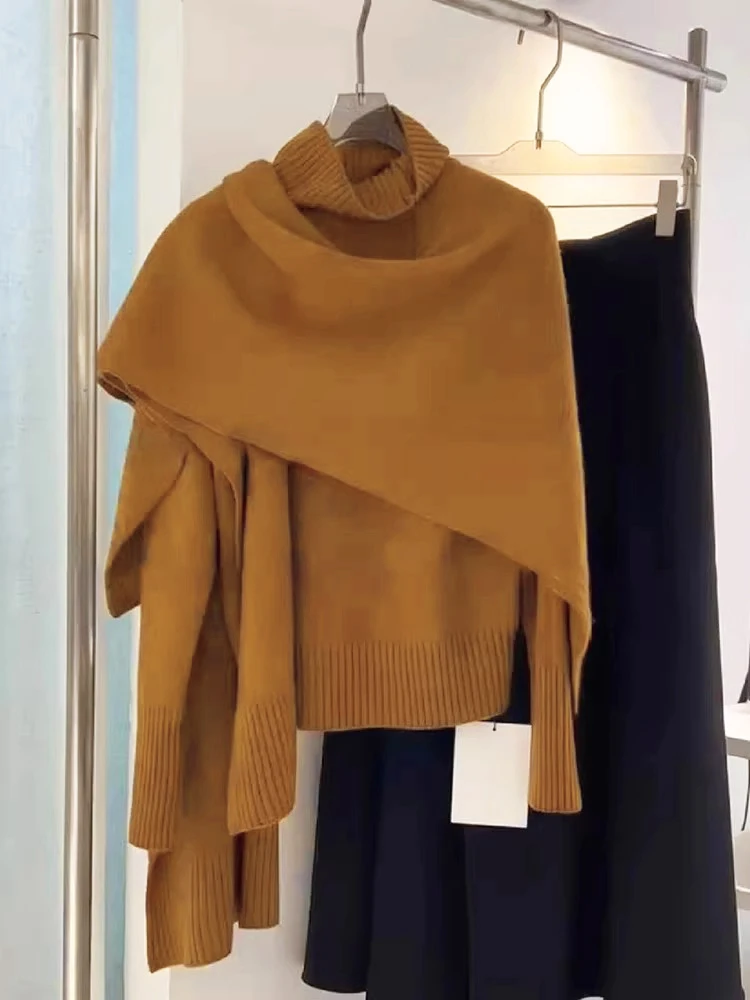 

High Neck Knitted Sweater Two-Piece Set Women's Fashion Early Spring Layering Style Comfortable Fit Commute Friendly Design
