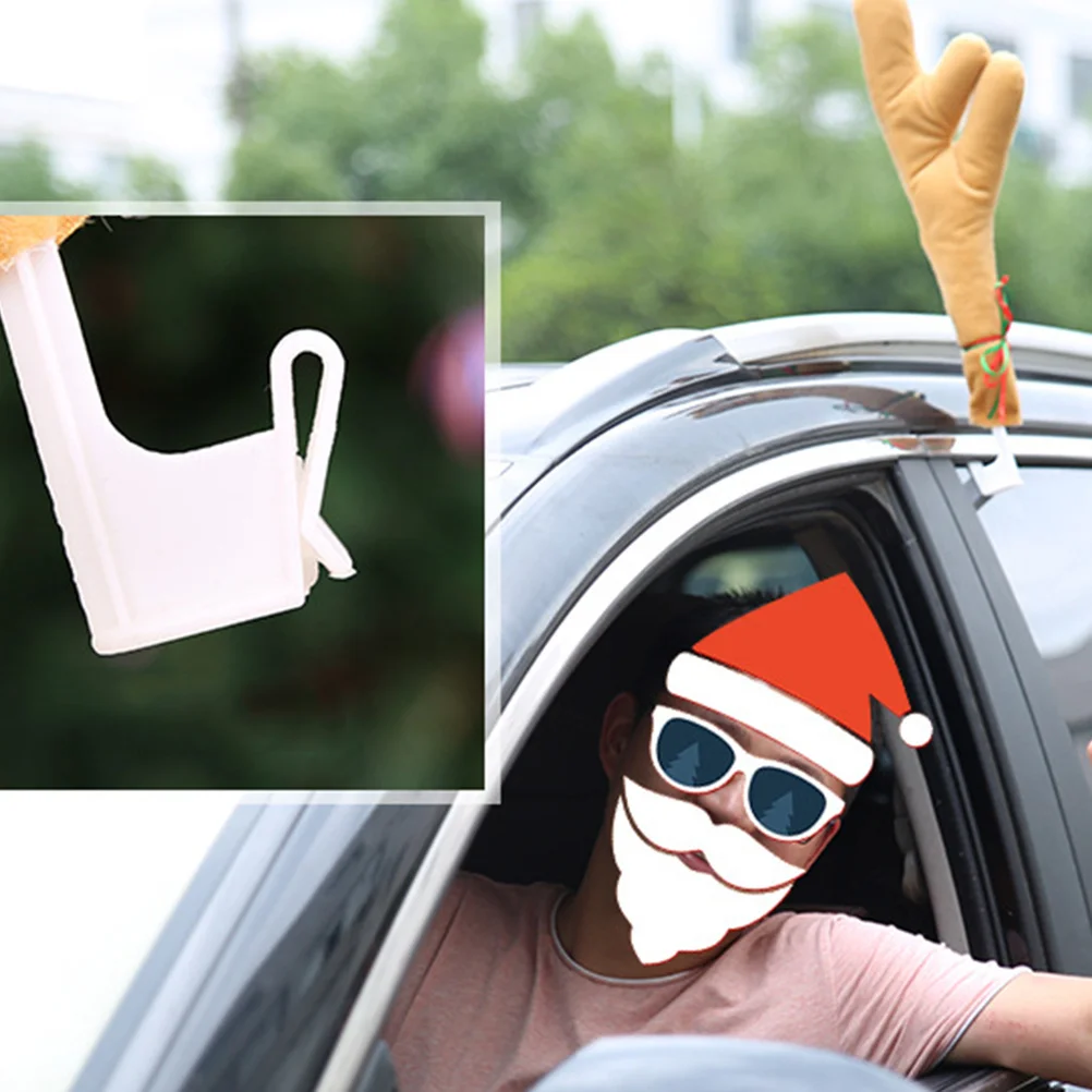 

1Set Car Christmas Decoration Reindeer Antlers and Nose Set for Windows Grill Holiday Fun Drive Xmas Reindeer Accessories
