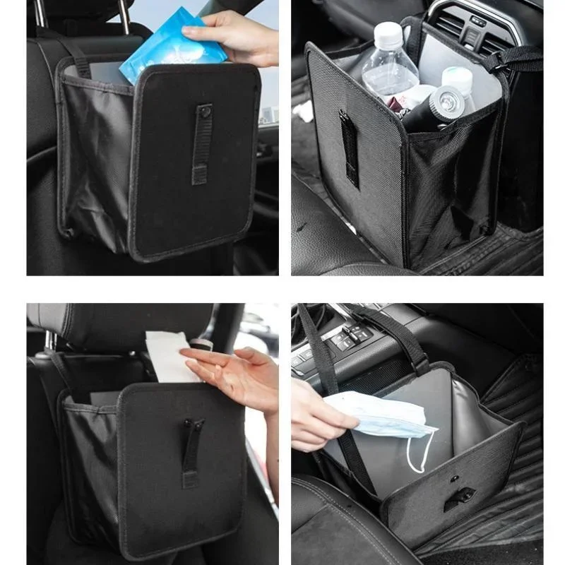 Hanging Car Trash Can Folding Portable Seat Back Storage Bag Garbage Bag Organizer Car Accessories  accesorios para auto