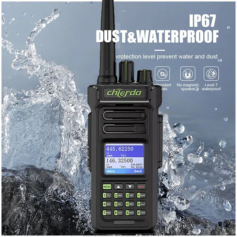 

Chierda D7 10W DMR GPS IP67 Waterproof Dual Band Walkie Talkie For HD1 Long range Radio 10KM