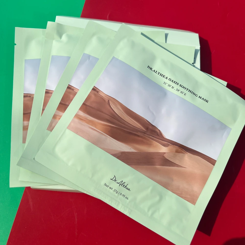 Dr.Althea Oasis Soothing Mask 27g 5Pcs Korean Vegan Sheet Mask Rose of Jericho Extract 6 Hyaluronic Acid for Sensitive Skin
