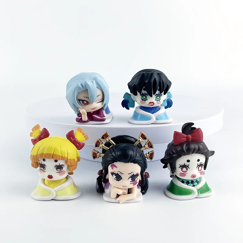 

5pcs/set 5cm New Anime Demon Slayer Q version kawaii Action Figure PVC Model Statue Toys doll Desk Decor Collectible Gifts