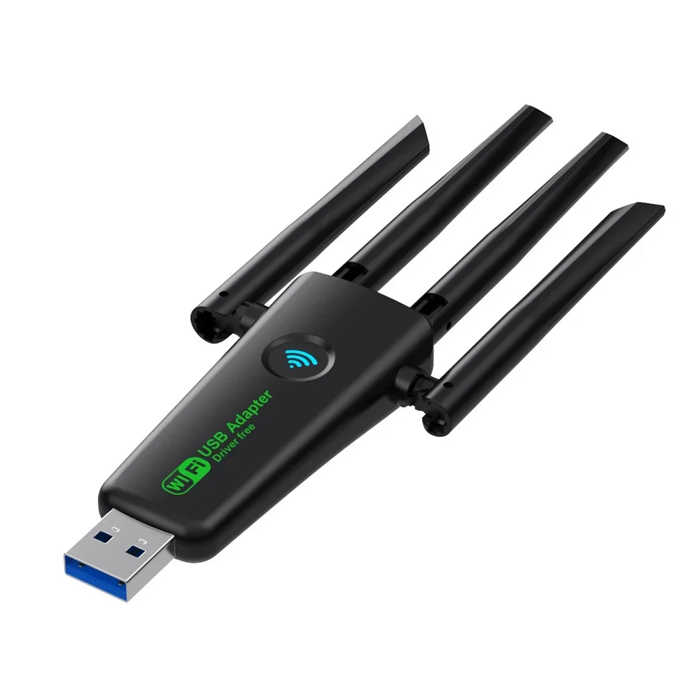 Dual Band 1200Mbps WiFi USB Adapter 2.4G/5.8Ghz Wi-Fi5 Dongle 4 เสาอากาศ USB3.0 ตัวรับสัญญาณไร้สายสําหรับ PC/แล็ปท็อปไม่มีไดรเวอร์ CD ฟรี