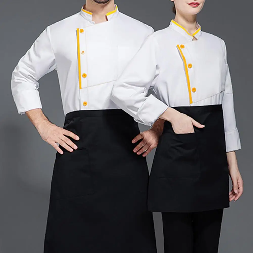 Classic Chef Overalls Stain-resistant Chef Uniform for Kitchen Restaurant Short Sleeve Unisex Stand Collar for Cooks for Comfort