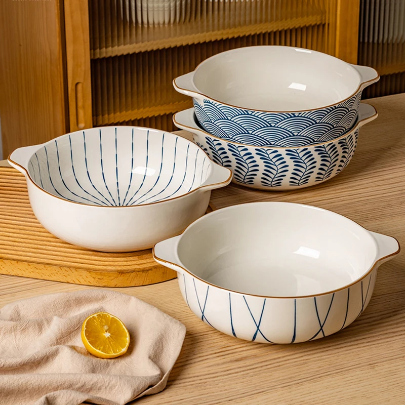 

Modern Style Ceramic Bowls Light Luxury Restaurant Large Soup Bowl Exquisite Household Ramen Bowl High End Tableware