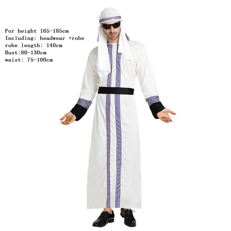 Adultos homens arab robe role play traje rei príncipe dubai roupas carnaval dança festa suprimentos cosplay dia das bruxas