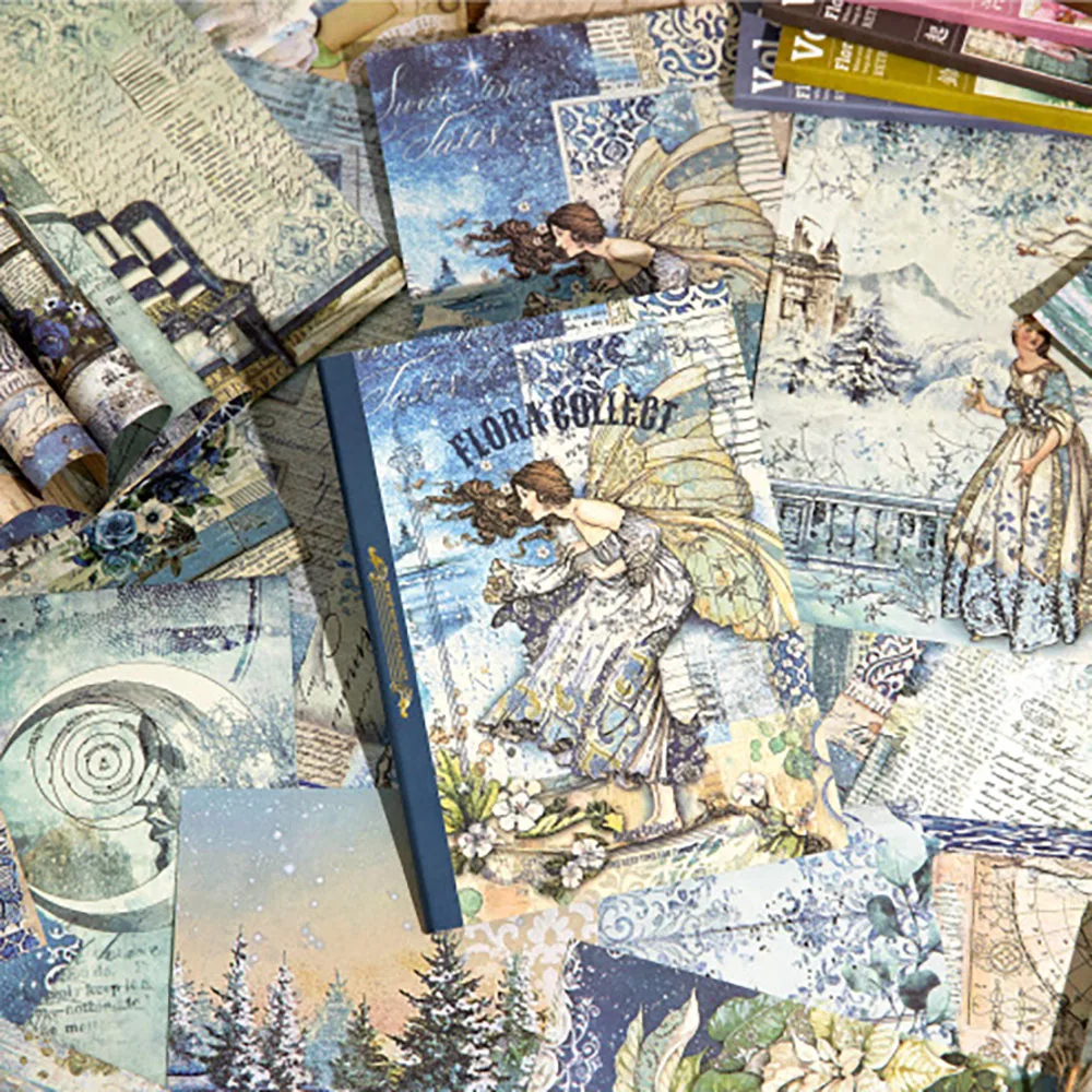 Material Book, Flower Series, Double sided Journal Book, Bottom Collage, Retro Handbook, European style Message Handbook