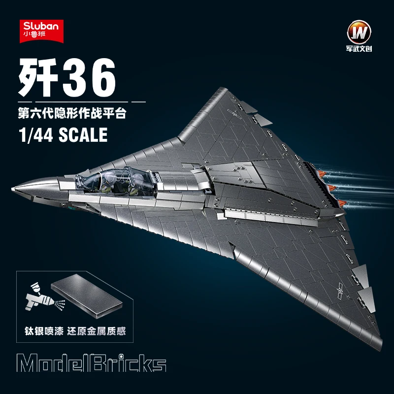 

SLUBAN Army Military Sixth Generation Fighter Plane Building Blocks Air Force WW2 Bricks Model DIY Assembly Bricks Toys For Kids