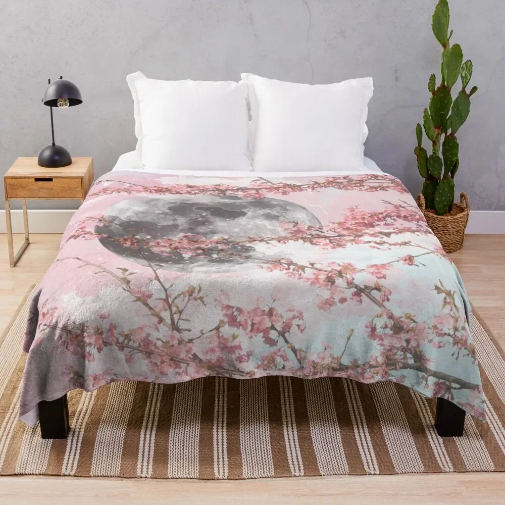

Spring Moon Throw Blanket manga Fashion Sofas Custom Blankets