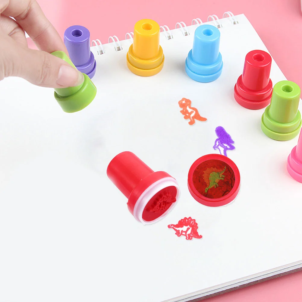 10 Pcs Seal Stamp Toys Cartoon Pre-Inked Dinosaur Stampers Taste Kids Colorful Eva Children Animal Stamps Lovely