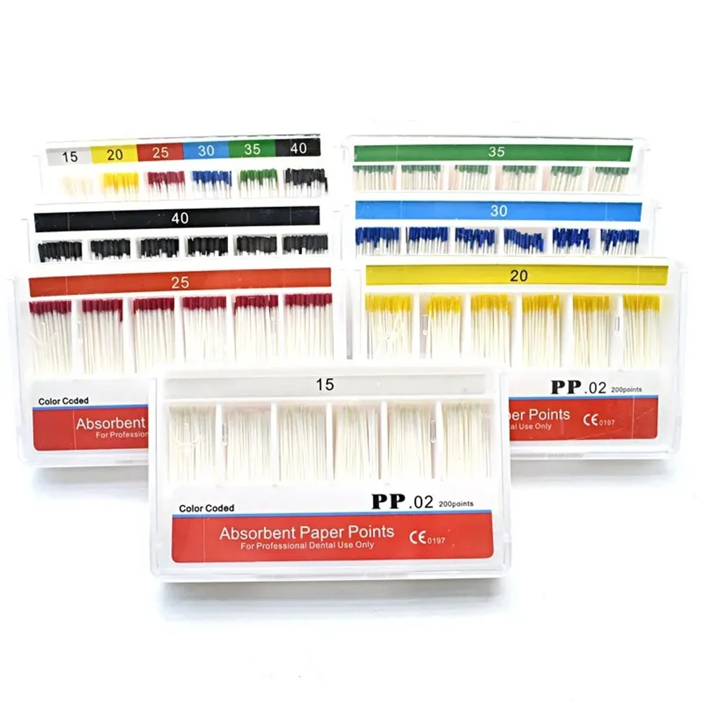 

200pcs/Box Dental Absorbent Paper Points Moisture Absorbing Paper Tips Taper 0.02 Dental Clinics Consumables