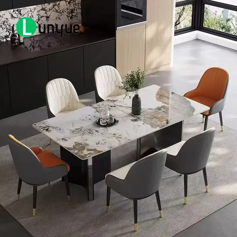 Luxury Modern Italian Marble Dining Table Set For Home Restaurant Furniture High End Elegant Design Durable Stone Top