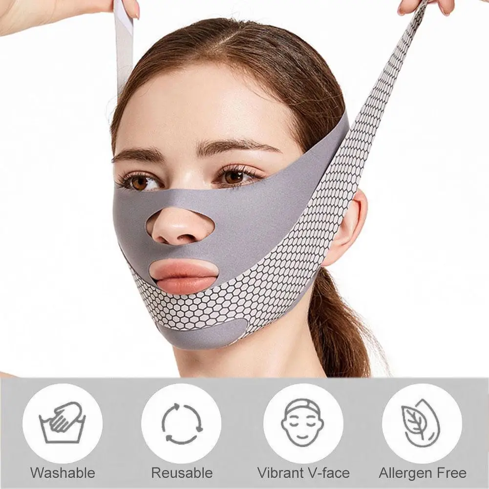 Wielokrotnego użytku bandaż wyszczuplający do twarzy V Line Face Shaper Women Chin Cheek Lift Up Belt Facial Massage Strap Face Skin Care Beauty