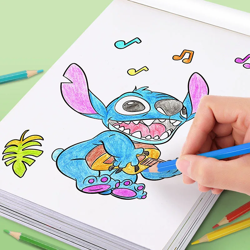 Disney Lilo & Stitch Stitch Marvel Cartoon Coloring Book Children\'S Painting Kindergarten Graffiti Copy Sketch Book Kid\'S Gift