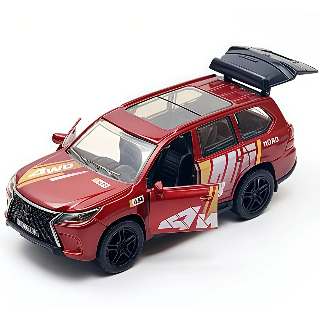 1:36 스케일 오프로드 SUV 자동차, 풀백/추진 기능 포함 - 빨간색과 검은색 경주용 자동차, 배터리 필요 없음, 내구성 있는 합금으로 제작, 소년과 소녀를 위한 생일/크리스마스 선물 - 실내/실외 모험, 실내 탐험, 스포티한 디자인, 견고하고 내구성 있는, 생일 선물에 적합