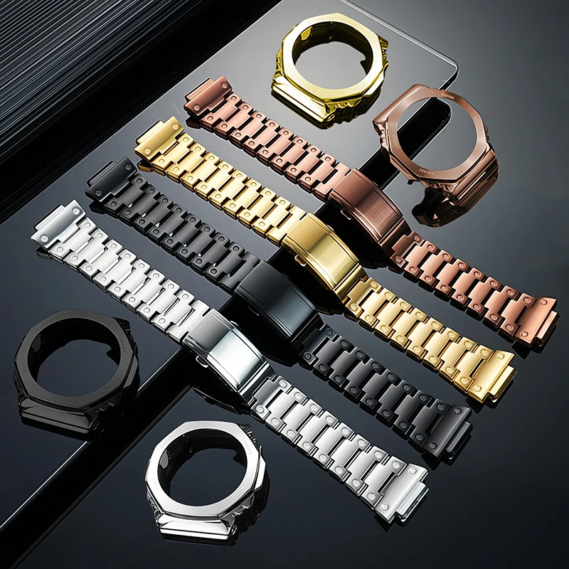 GM2100 Stainless Steel Case & Strap Mod Kit For Casio Octagon Oak 5611 GM-2100 GBM-2100 Metal Watch Case Bracelet Accessories