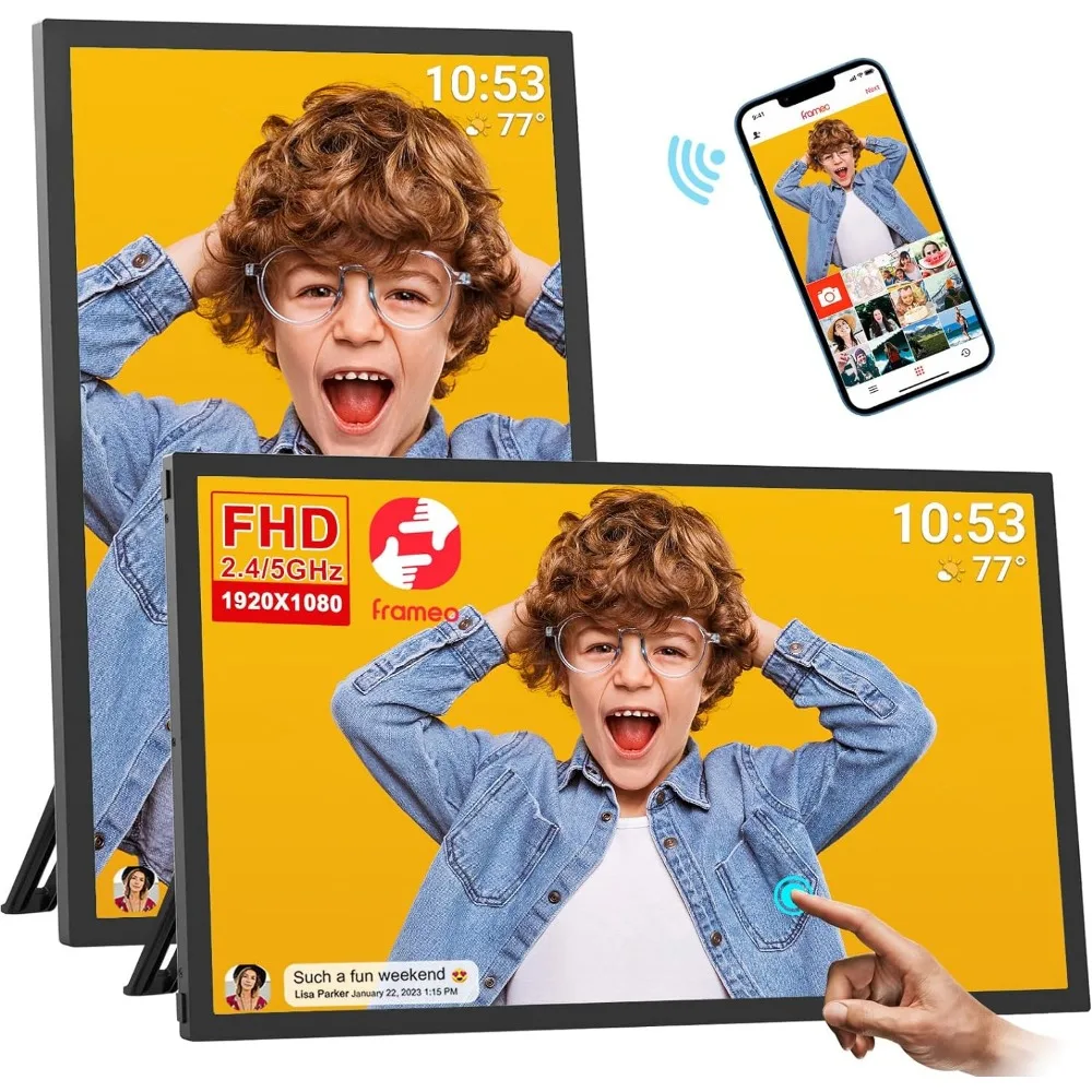 

64GB 21.5inch FRAMEO Digital Photo Frame with 1920x1080 FHD IPS LCD Touch Screen, Dual-WiFi Share Photos & Videos Via Frameo App