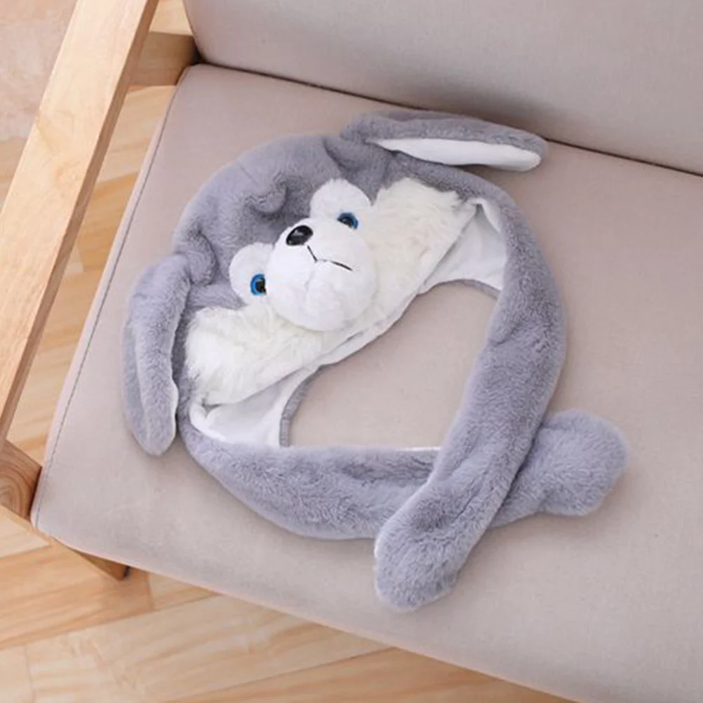 Disfraz de animal divertido móvil para orejas móviles, sombrero para perro, gorro de dibujos animados suave y cálido para niños y adultos