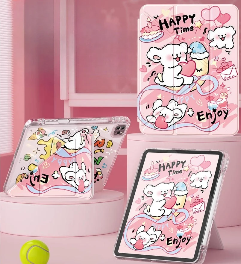 

Cute Dog Print For 3+Y Fold ipad Case Funda iPad A16 Pro5 6 Mini 6 7 Tablet Cover Air4 5 10th 11th Gen Anti Fall Protective Case
