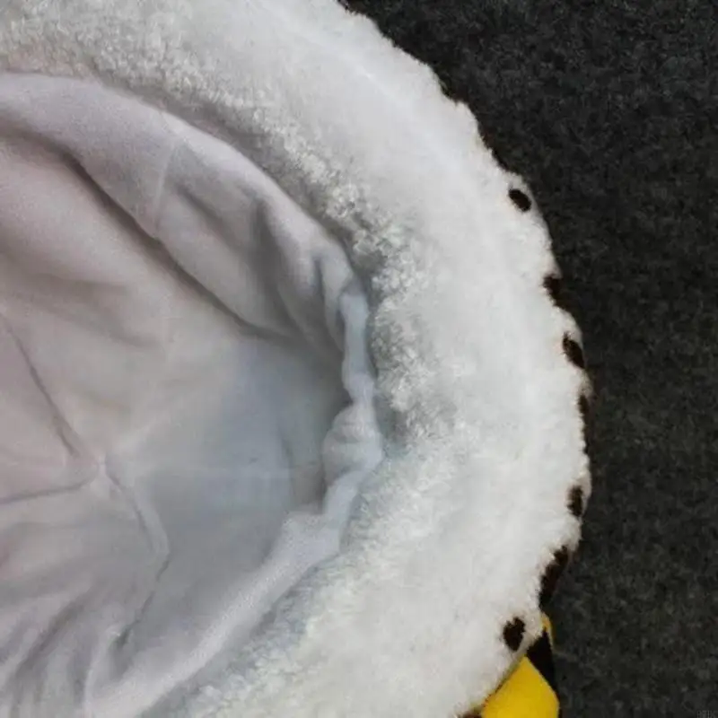 97BC Gorro felpa suave con orejeras dibujos animados, bonito gorro holgado, gorro cálido felpa esponjoso, mejor