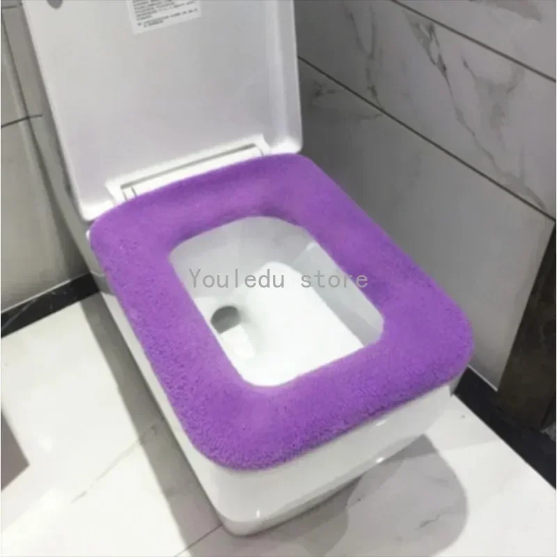 Bathroom Square Toilet Seat Cover Winter Washable Warmer Mat Toilet Cover Cushion Lid Pad Home Decor Toilet Seat image 3