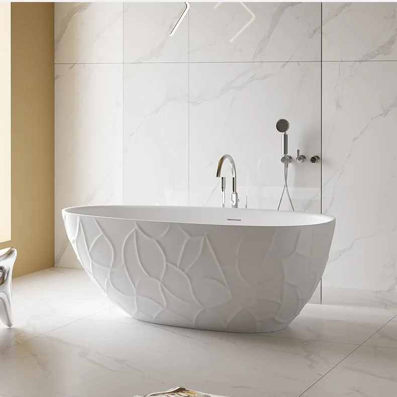 LMM thin edge art ripple water drop type independent integrated artificial stone bathtub hotel