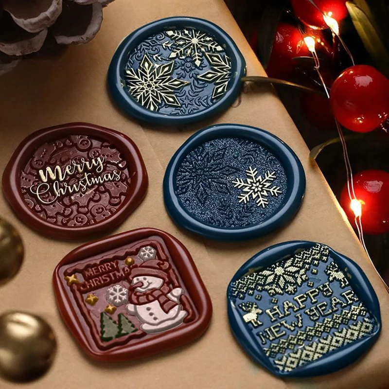 Retro Merry Christmas Snowflake Reindeer Seal Wax Stamps Copper Brass For DIY Scrapbooking Wax Sealing Stamp Envelope Decoration