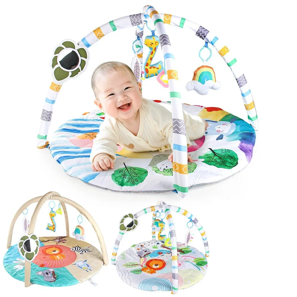 baby-play-gym-play-mat-tummy-time-fitness-frame-activity-rack-with-5-detachable-toys-newborn-sensory-skill-development-kids-rug