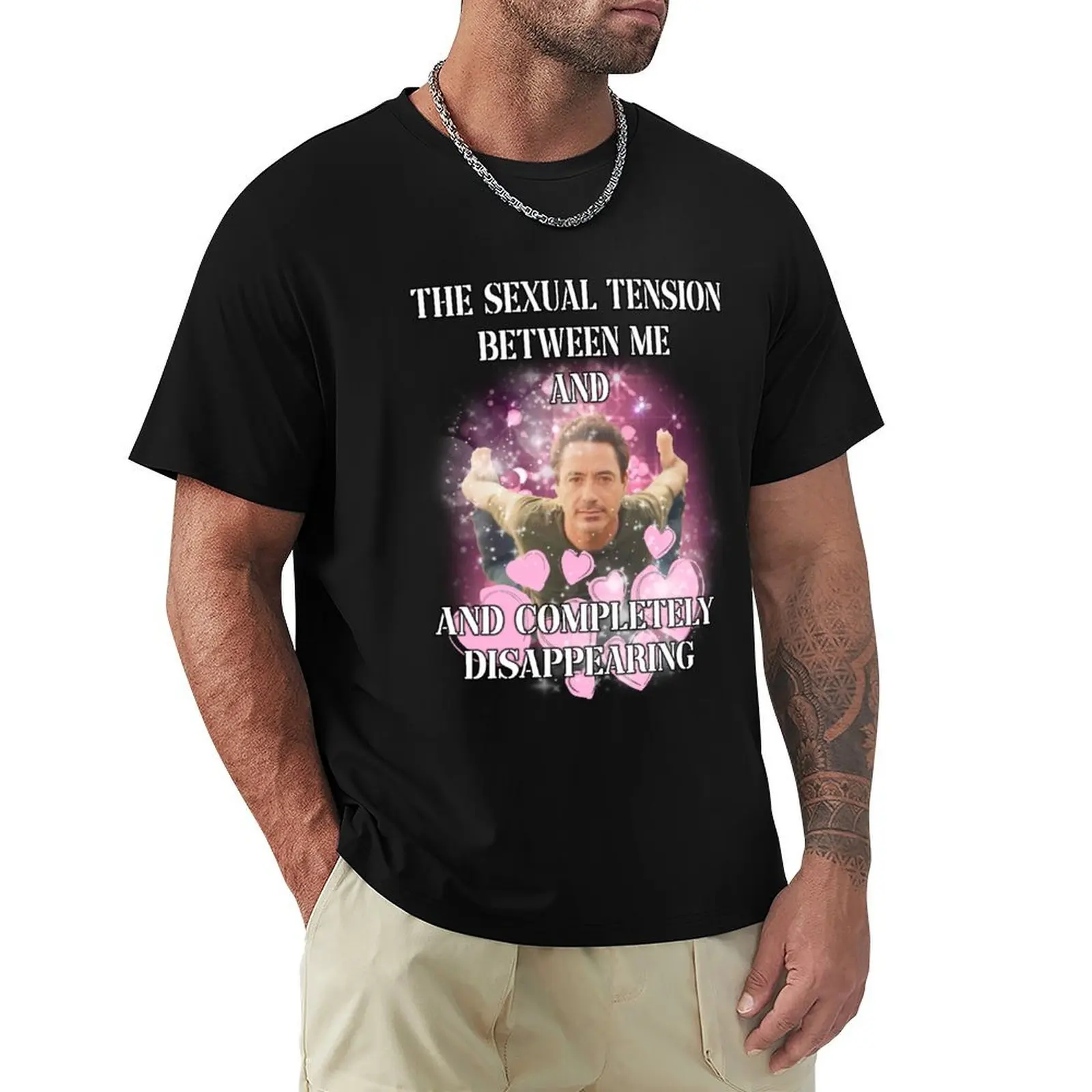 

the s3xual tension between me and completely disappearing T-Shirt shirts graphic tee Man t-shirt black t-shirts for men