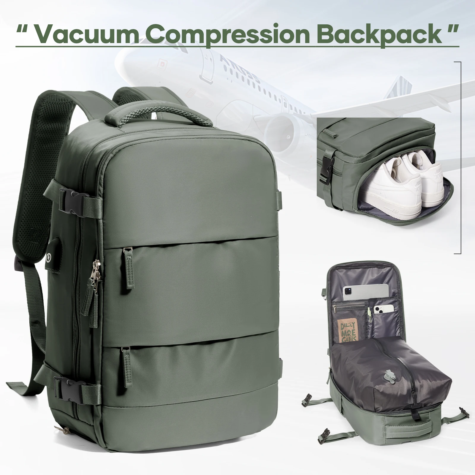 

Cabin Airplane Business Laptop Bag Handbag Bag ,Vacuum Compression Travel Backpack for Women Men, Backpack, Storage Backpack