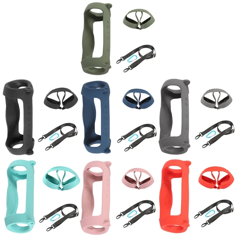 

Sturdy Silicone Case with Carabiner Hook for JBLCharge 5 Portable Speaker Ensure the Safety of Speaker in All Drop shipping