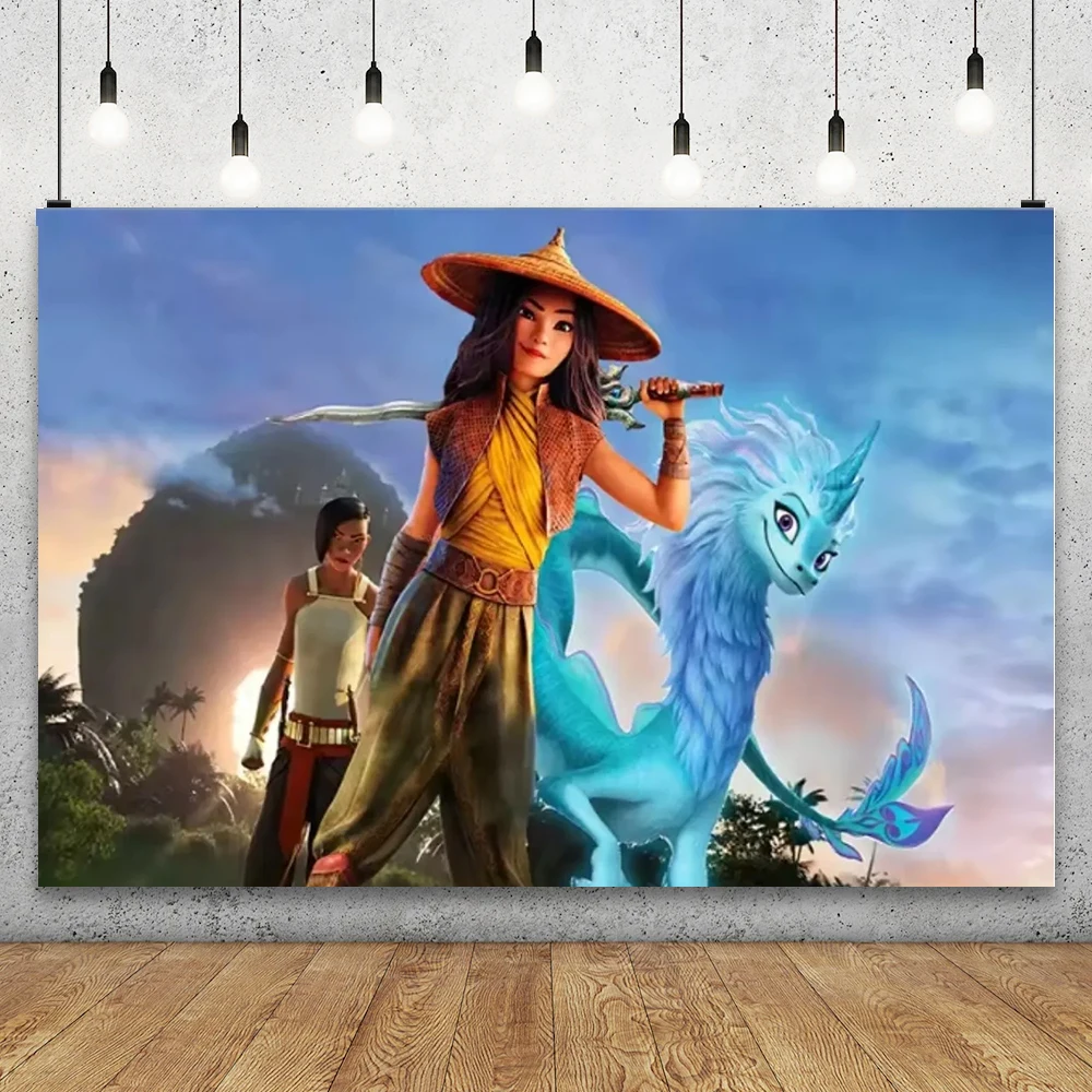 

Disney Raya And The Last Dragon Photography Backdrop Birthday Party Baby Shower Customize Background Bedroom Decoration Banner