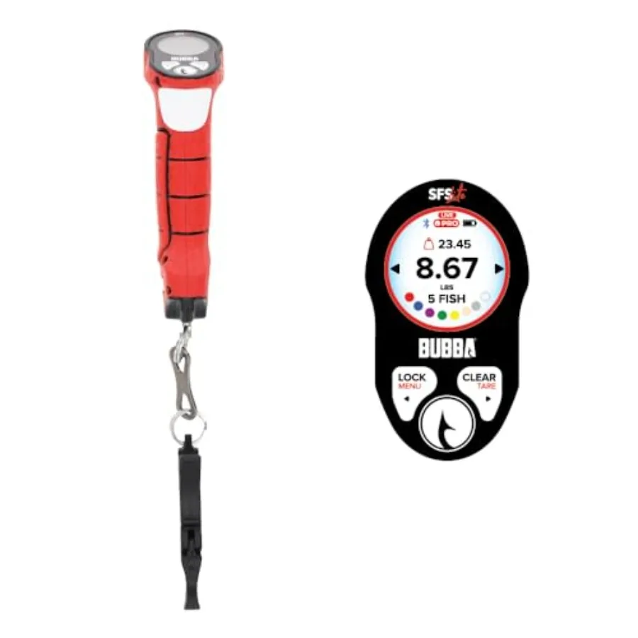 

Tournament fishing scale with ABS plastic body, black color, Bluetooth app compatibility and LED screen for precise 60lb weighi