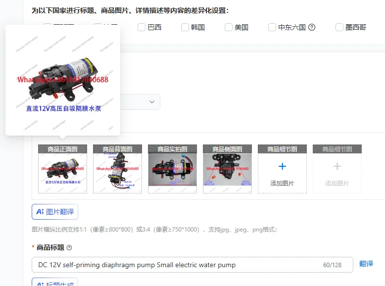 

DC 12V self-priming diaphragm pump Small electric water pump