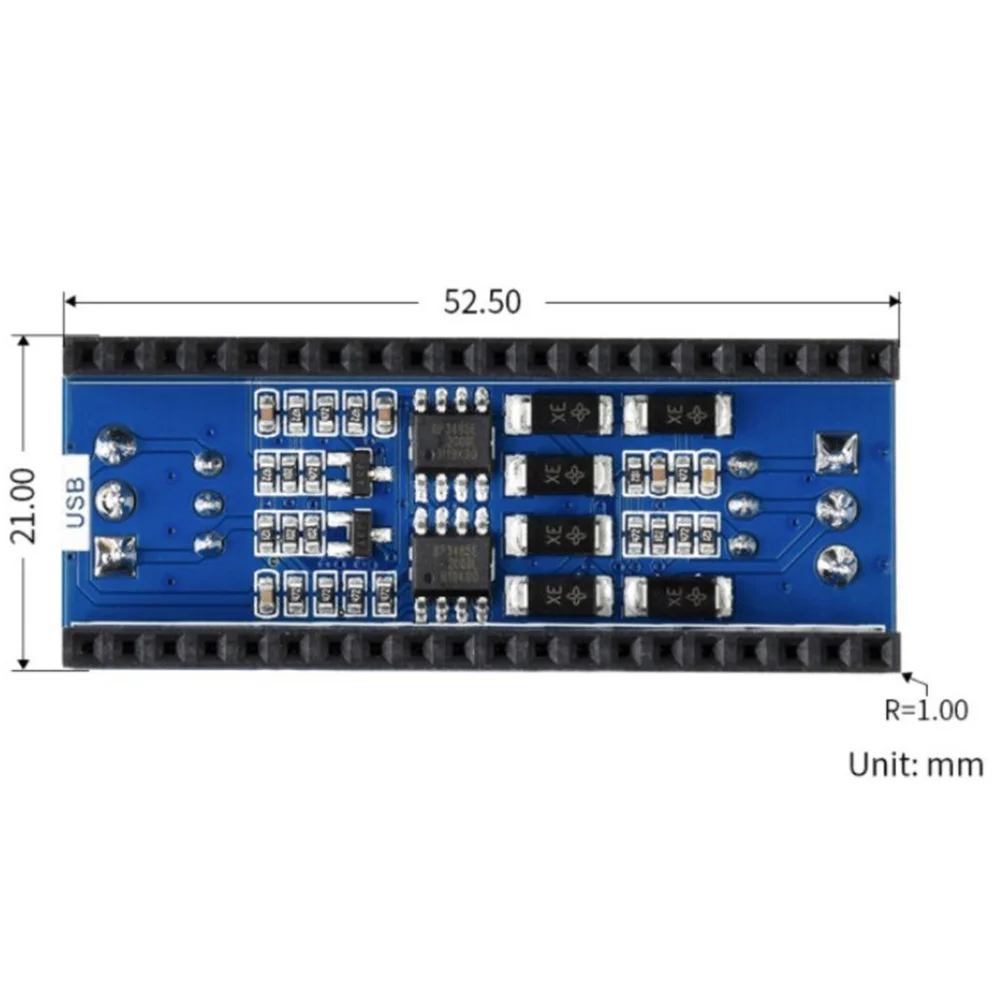 Pico-2CH-RS485, 2-Channel RS485 Module For Raspberry Pi Pico, SP3485 Transceiver, UART To RS485, Standard Pi Pico Header
