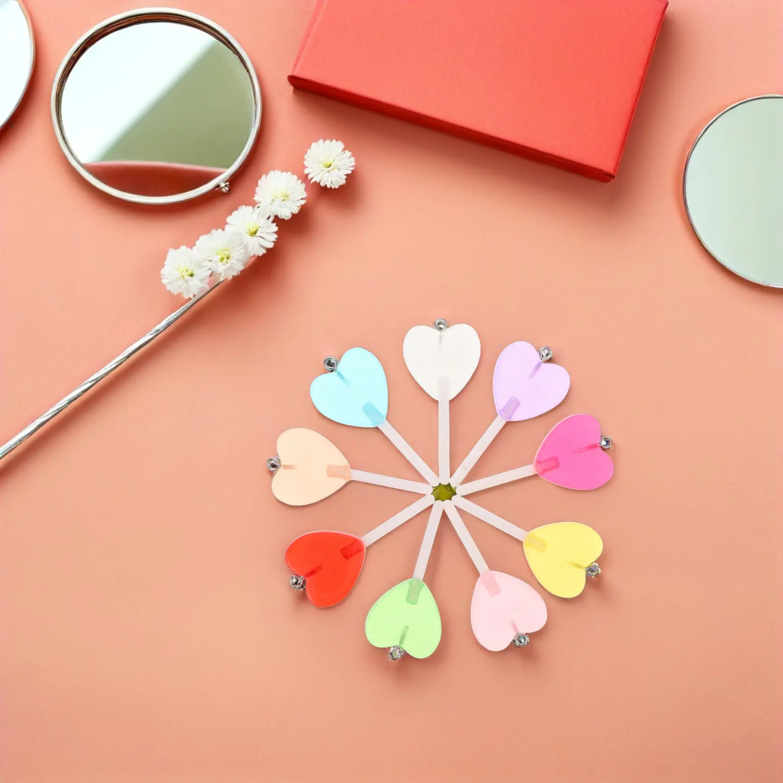 40Pcs Lollipop Shaped Resin Charms Vibrant Lasting Colors Sweet Candy Heart Pendants for Keychains Bags Jewelry Craft